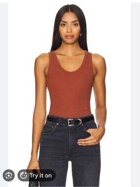 NWT perfectwhitetee Ribbed Tank Rust Brown size XS